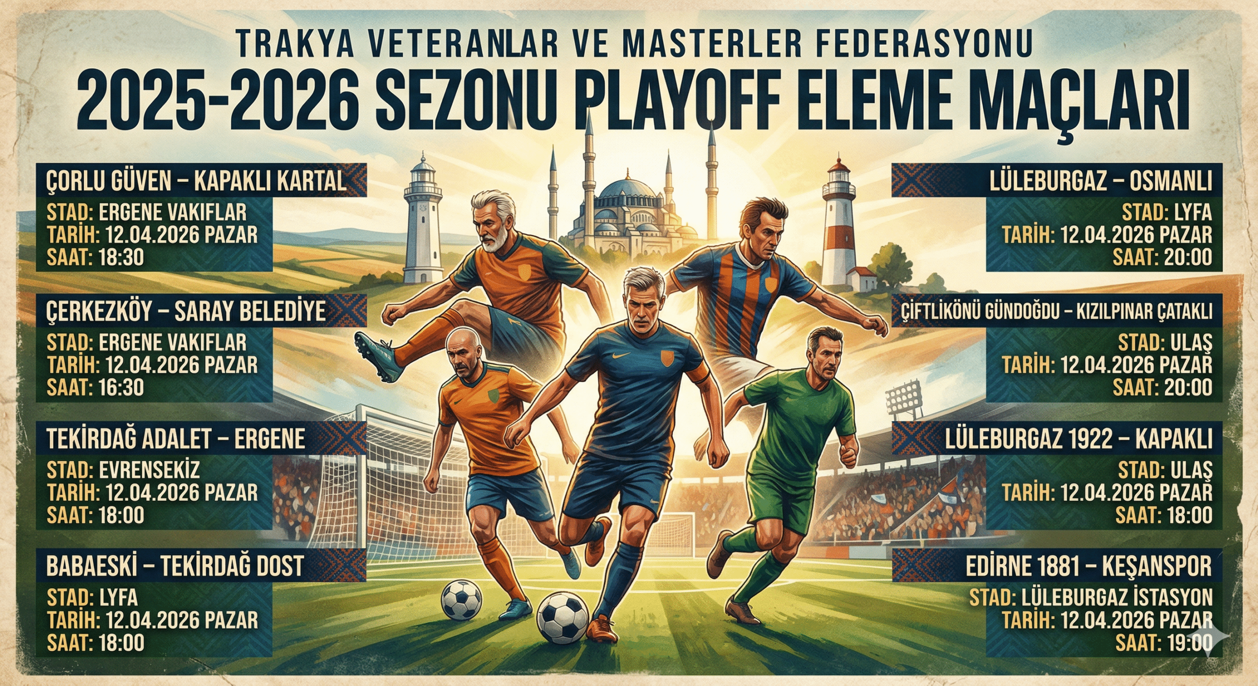 Trakya Veteranlar ve Masterler Federasyonu’nda Playoff Heyecanı Başlıyor!